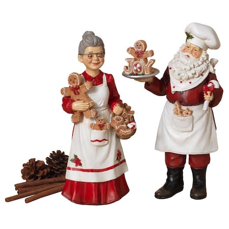 Gerson Gerson Assorted Mr. & Mrs. Chef Santa Clause Figurine 12 in. 2599870